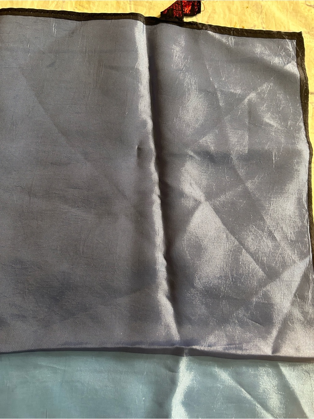 VINTAGE ROLLED ENDS 100% ACETATE COLORBLOCK BLUE POCKET SQUARE SCARF - Picture 11 of 12